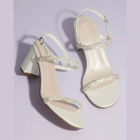 DB Studio Sharon Two-Strap Pearl and Crystal Block Heel Sandals - Picture 4 of 14